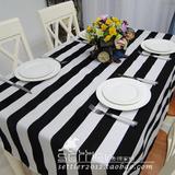 特价包邮地中海黑白条纹餐桌布餐垫可定做 茶几布 布艺桌布 帆布