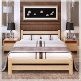 实木床现代双人床1.8米白色松木床儿童床1.5米单人床1.2米1米家具