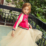 韩国童装16秋款上装女童上衣中大童女神休闲亲子装外套绣花棒球服