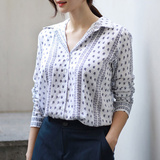 bANG－ON夏季韩版新款衬衫女长袖大码印花宽松上衣女士衬衣简约潮