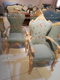 欧式法式实木雕花绣花面料餐椅法式浪漫做旧餐厅餐椅组合书椅定制
