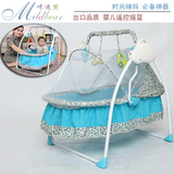 出口遥控电动婴儿摇篮床宝宝多功能折叠自动童床吊床铁布艺带蚊帐