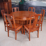 古典红木餐桌椅转盘圆形圆台餐桌餐椅红木家具实木餐桌椅组合特价