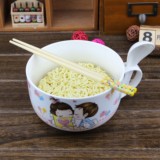 创意日式包邮拉面泡面碗 陶瓷超大号汤饭碗保鲜碗 带盖微波炉适用