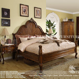 美式实木床 欧式双人床 1.8米古典床梳妆台 欧式两门衣柜卧室套房