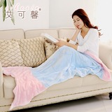 艾可馨 法兰绒休闲毯 创意美人鱼午休沙发毯 鱼尾毯