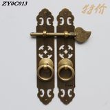 中式仿古纯铜门锁柜门拉手双孔 装饰对开门拉手复古把手做旧风格