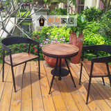 铁艺餐椅休闲洽谈接待椅子创意复古奶茶店咖啡厅桌椅组合实木美式