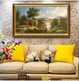 欧式山水风景油画客厅沙发背景墙挂画 聚宝盆壁画手绘油画装饰画