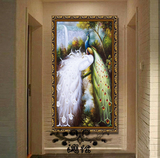喷绘/手绘孔雀油画欧式客厅玄关富贵图家居装饰画壁画挂画 凤凰