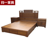 中式全实木双人床单人床1.5米1.8米榫卯结构带床箱两个床头柜大床