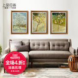 梵高桃花树 欧式客厅沙发背景墙艺术植物花卉三联现代装饰画