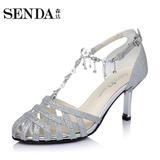 Senda/森达夏季专柜同款亮片布优雅女凉鞋E3D04BL5