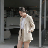韩国东大门代购休闲棉麻西装套装女夏季显瘦薄款西服短裤两件套潮