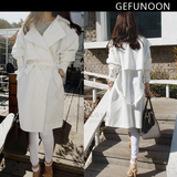 韩国2016春装新款时尚潮流气质中长款宽松大码白色春款女风衣外套