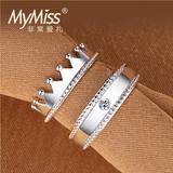 Mymiss创意皇冠情侣戒指活口 925银镀铂金男女情侣对戒 皇冠之吻