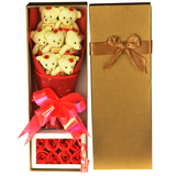 情人节小熊花束泰迪公仔卡通娃娃香皂玫瑰礼盒送女朋友生日礼物
