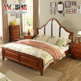 VVG 美式实木床真皮床欧式皮艺家具 双人床1.5米1.8m婚床卧室皮床