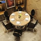 餐桌欧式小户型圆桌简约后现代餐厅 不锈钢椅组合大理石圆形 否其