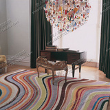 多彩条纹地毯 简约现代客厅地毯 carpet 沙发毯 家用满铺地毯定制