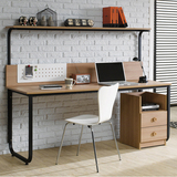 双人电脑桌家用台式简易书桌子书架学习桌简约办公桌组合桌学习桌