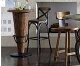 美式乡村星巴克实木高脚凳咖啡椅皮质椅铁艺吧台椅吧凳酒吧餐桌椅