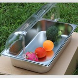 包邮不锈钢托盘带盖食品展示盘水果盘自助餐盘食物盆带透明盖