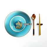 包邮创意日式家用简约文艺陶瓷器餐具冰裂纹面碗盘子碗碟碗盘套装