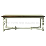 美式复古做旧实木白色长餐桌 欧式法式超大八人位餐桌餐椅长餐桌