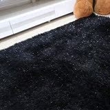 嘉睿地毯客厅时尚简约地毯卧室茶几地毯装饰长毛亮丝黑色地毯定制