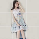 夏季女装新款韩版小清新刺绣无袖连衣裙套装+吊带裙子两件套