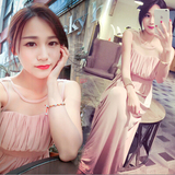 韩国代购2016新款波西米亚沙滩裙连衣裙修身显瘦泰国海边度假长裙