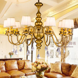 美式复古铁艺水晶吸顶吊灯北欧式古铜色精致客厅家居灯具带灯罩