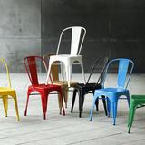 美式工业风餐椅个性彩色铁椅高品质吧椅靠背椅金属椅复古吧椅创意