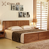 正传胡桃木全实木双人床1.8米1.5米高箱体现代简约中式带储物柜床