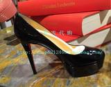 香港代购 Christian Louboutin CL Bianca黑色漆皮红底高跟鞋12cm