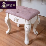 色彩世家 欧式梳妆凳 实木简易化妆台凳子香槟金色小凳子法式妆凳