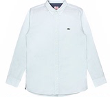 Lacoste/法国鳄鱼经典live纯色全棉长袖商务休闲衬衫修身白色蓝色
