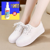 杜熙夏季韩版白色小白鞋单厚底松糕帆布鞋女学生百搭休闲球板鞋子