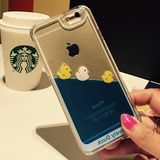iPhone6套液体壳苹果6plus流动大小黄鸭子手机壳 可爱海豚i5s降温