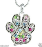 美国代购 施华洛世奇水晶项链 可爱猫爪多色吊坠 镶钻礼物 创意