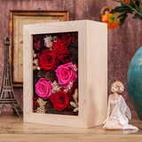永生花薰衣草木盒，长方形玻璃盖永生花礼盒，松木盒包邮