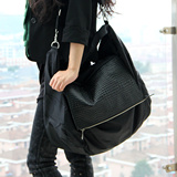 欧美时尚女包2015新款韩版潮流女士单肩包斜挎包黑色大容量大包包