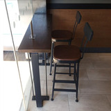 美式乡村实木铁艺吧台桌家用 复古休闲咖啡桌 做旧餐桌椅 小吧台