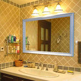 正品欧式实木浴室镜洗手间防潮银镜卫生间壁挂梳妆镜方形装饰镜子