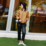颜菱Y2243/2016春装新款外套潮酷夹克菱格拉链装饰棒球衫短外套女