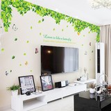 新超大客厅沙发电视背景墙面墙壁装饰贴画创意风景贴纸墙贴清新绿