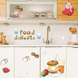 创意个性厨房柜门冰箱玻璃移动门贴装饰贴纸 个性餐厅墙贴画糕点