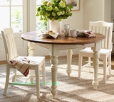 小户型伸缩餐桌椅组合折叠实木圆形烤漆圆桌钢化玻璃1.2米