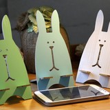 韩国创意时尚木质手机支架可爱彩色萌兔子手机座桌面通用托架